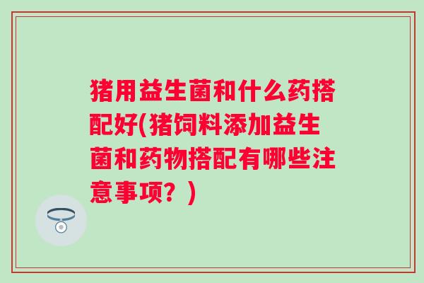 猪用益生菌和什么药搭配好(猪饲料添加益生菌和搭配有哪些注意事项？)