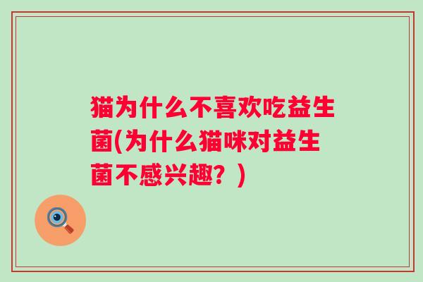 猫为什么不喜欢吃益生菌(为什么猫咪对益生菌不感兴趣?) 猫为什么不喜欢吃益生菌(为什么猫咪对益生菌不感兴趣?)