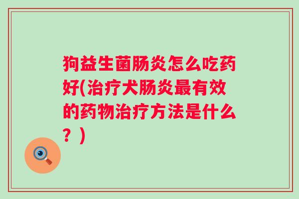 狗益生菌怎么吃药好(犬有效的方法是什么？)