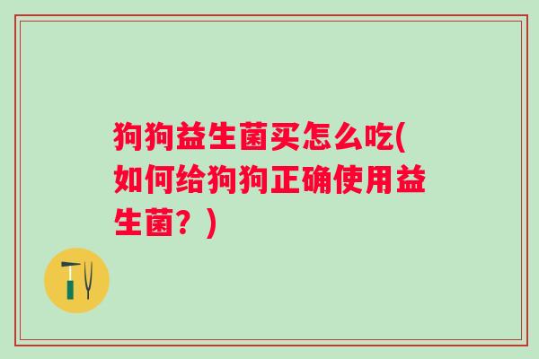 狗狗益生菌买怎么吃(如何给狗狗正确使用益生菌?) 狗狗益生菌买怎么吃(如何给狗狗正确使用益生菌?)