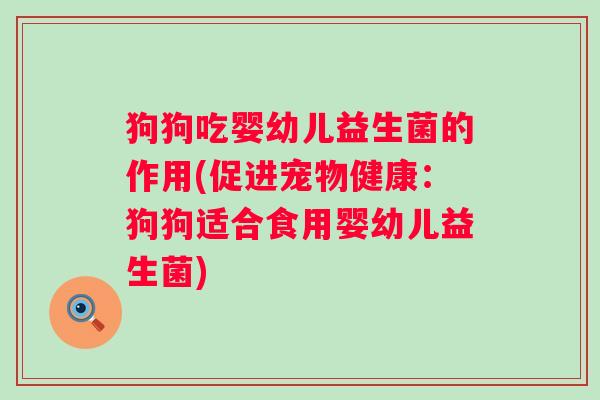 狗狗吃婴幼儿益生菌的作用(促进宠物健康:狗狗适合食用婴幼儿益生菌) 狗狗吃婴幼儿益生菌的作用(促进宠物健康:狗狗适合食用婴幼儿益生菌)