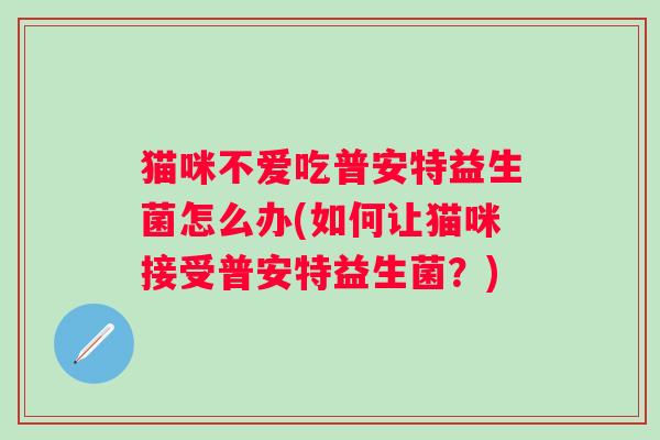 猫咪不爱吃普安特益生菌怎么办(如何让猫咪接受普安特益生菌?) 猫咪不爱吃普安特益生菌怎么办(如何让猫咪接受普安特益生菌?)