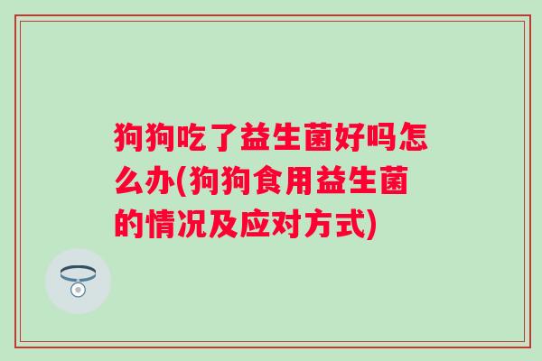 狗狗吃了益生菌好吗怎么办(狗狗食用益生菌的情况及应对方式)