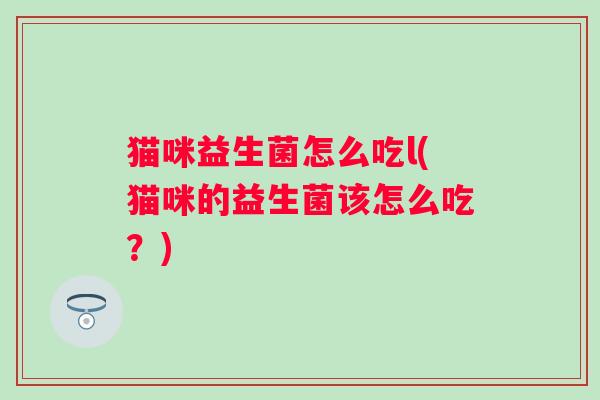 猫咪益生菌怎么吃l(猫咪的益生菌该怎么吃？)