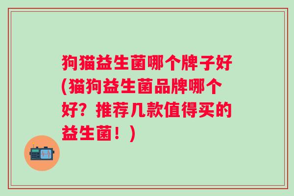 狗猫益生菌哪个牌子好(猫狗益生菌品牌哪个好？推荐几款值得买的益生菌！)