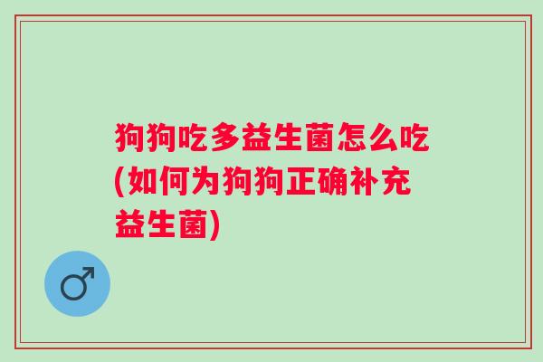 狗狗吃多益生菌怎么吃(如何为狗狗正确补充益生菌)