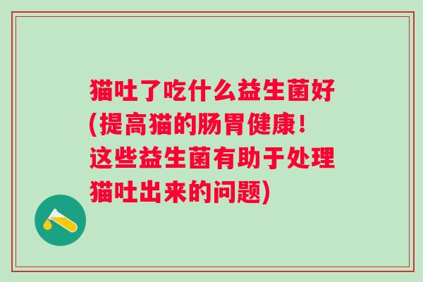 猫吐了吃什么益生菌好(提高猫的肠胃健康！这些益生菌有助于处理猫吐出来的问题)