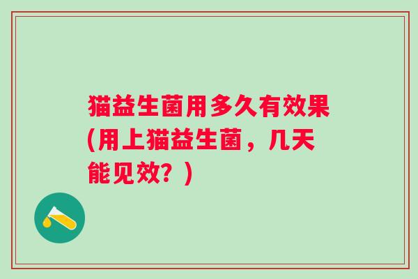 猫益生菌用多久有效果(用上猫益生菌，几天能见效？)