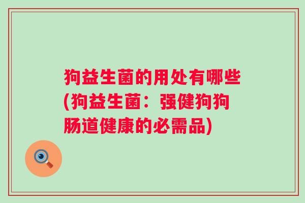 狗益生菌的用处有哪些(狗益生菌：强健狗狗肠道健康的必需品)