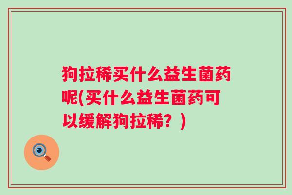 狗拉稀买什么益生菌药呢(买什么益生菌药可以缓解狗拉稀？)
