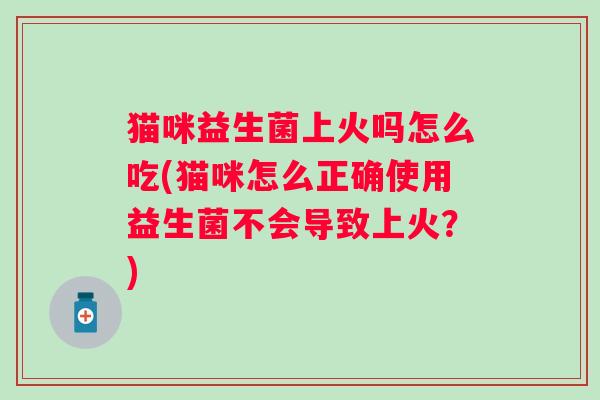 猫咪益生菌上火吗怎么吃(猫咪怎么正确使用益生菌不会导致上火?) 猫咪益生菌上火吗怎么吃(猫咪怎么正确使用益生菌不会导致上火?)