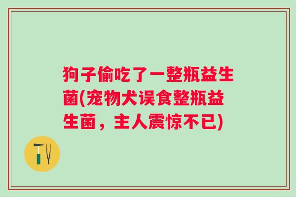 狗子偷吃了一整瓶益生菌(宠物犬误食整瓶益生菌,主人震惊不已) 狗子偷吃了一整瓶益生菌(宠物犬误食整瓶益生菌,主人震惊不已)