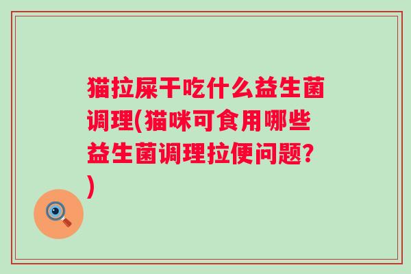 猫拉屎干吃什么益生菌调理(猫咪可食用哪些益生菌调理拉便问题？)