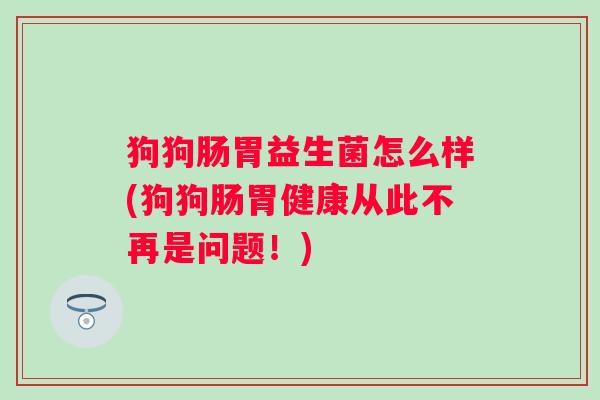 狗狗肠胃益生菌怎么样(狗狗肠胃健康从此不再是问题!) 狗狗肠胃益生菌怎么样(狗狗肠胃健康从此不再是问题!)