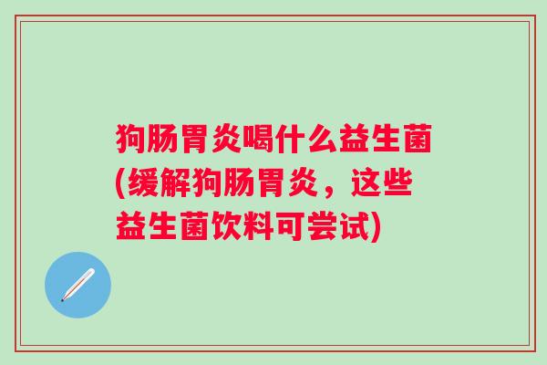 狗肠喝什么益生菌(缓解狗肠，这些益生菌饮料可尝试)