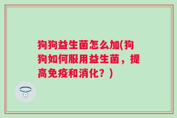 狗狗益生菌怎么加(狗狗如何服用益生菌，提高和消化？)