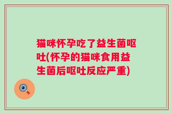 猫咪怀孕吃了益生菌(怀孕的猫咪食用益生菌后反应严重)