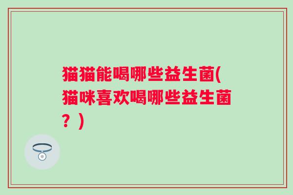 猫猫能喝哪些益生菌(猫咪喜欢喝哪些益生菌?) 猫猫能喝哪些益生菌(猫咪喜欢喝哪些益生菌?)