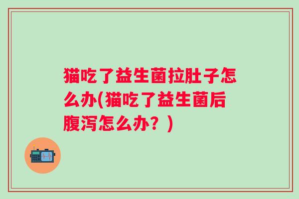 猫吃了益生菌拉肚子怎么办(猫吃了益生菌后怎么办？)