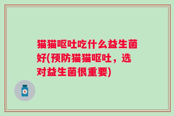猫猫吃什么益生菌好(猫猫，选对益生菌很重要)