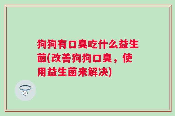 狗狗有吃什么益生菌(改善狗狗，使用益生菌来解决)