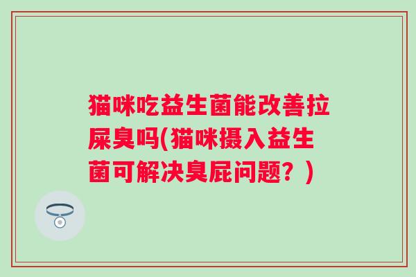 猫咪吃益生菌能改善拉屎臭吗(猫咪摄入益生菌可解决臭屁问题？)