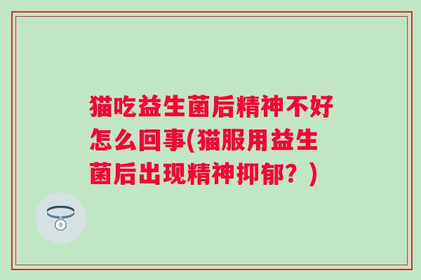 猫吃益生菌后精神不好怎么回事(猫服用益生菌后出现精神?) 猫吃益生菌后精神不好怎么回事(猫服用益生菌后出现精神?)