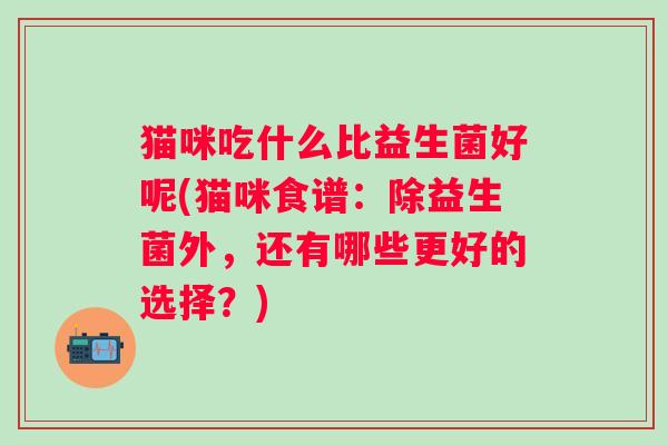 猫咪吃什么比益生菌好呢(猫咪食谱：除益生菌外，还有哪些更好的选择？)