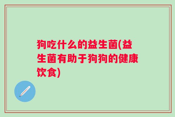 狗吃什么的益生菌(益生菌有助于狗狗的健康饮食)