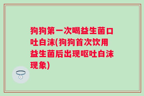 狗狗第一次喝益生菌口吐白沫(狗狗首次饮用益生菌后出现白沫现象) 狗狗第一次喝益生菌口吐白沫(狗狗首次饮用益生菌后出现白沫现象)