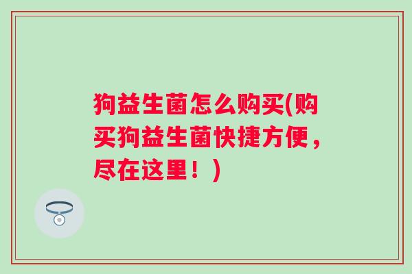 狗益生菌怎么购买(购买狗益生菌快捷方便,尽在这里!) 狗益生菌怎么购买(购买狗益生菌快捷方便,尽在这里!)