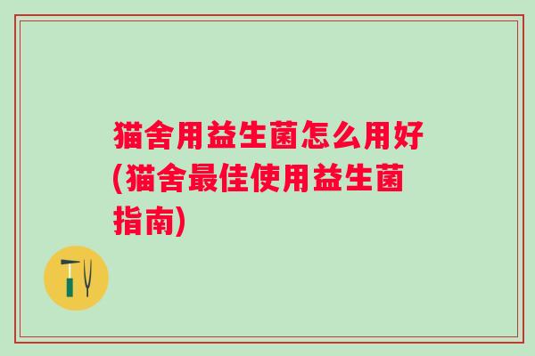 猫舍用益生菌怎么用好(猫舍佳使用益生菌指南)