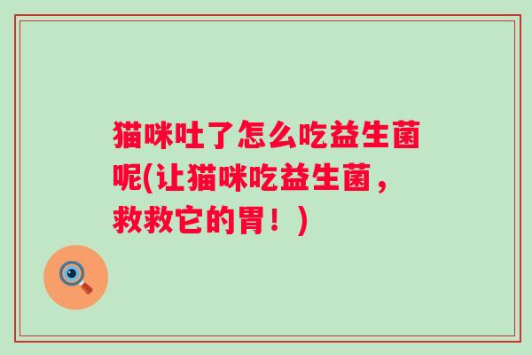 猫咪吐了怎么吃益生菌呢(让猫咪吃益生菌,救救它的胃!) 猫咪吐了怎么吃益生菌呢(让猫咪吃益生菌,救救它的胃!)