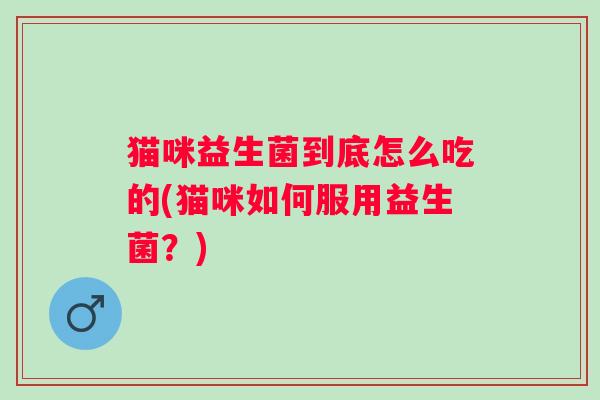 猫咪益生菌到底怎么吃的(猫咪如何服用益生菌?) 猫咪益生菌到底怎么吃的(猫咪如何服用益生菌?)