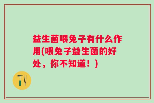 益生菌喂兔子有什么作用(喂兔子益生菌的好处，你不知道！)