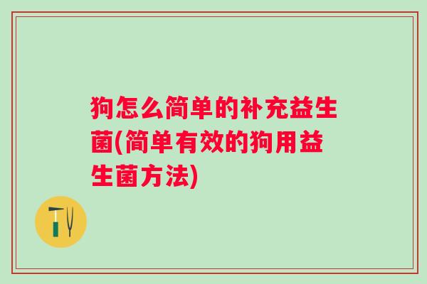 狗怎么简单的补充益生菌(简单有效的狗用益生菌方法)