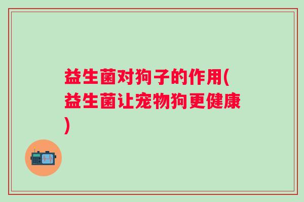 益生菌对狗子的作用(益生菌让宠物狗更健康)