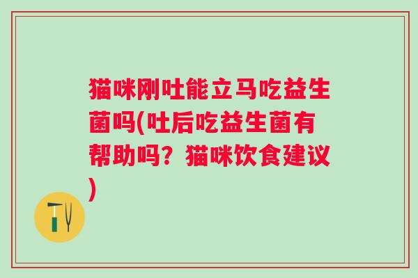 猫咪刚吐能立马吃益生菌吗(吐后吃益生菌有帮助吗？猫咪饮食建议)