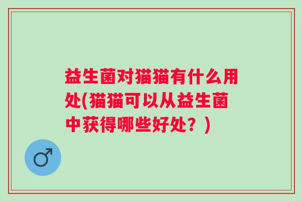 益生菌对猫猫有什么用处(猫猫可以从益生菌中获得哪些好处?) 益生菌对猫猫有什么用处(猫猫可以从益生菌中获得哪些好处?)