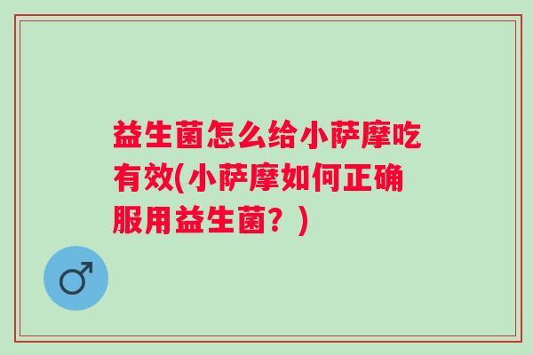 益生菌怎么给小萨摩吃有效(小萨摩如何正确服用益生菌?) 益生菌怎么给小萨摩吃有效(小萨摩如何正确服用益生菌?)
