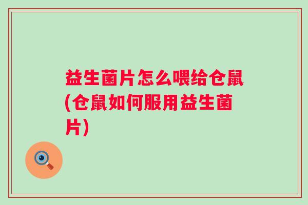 益生菌片怎么喂给仓鼠(仓鼠如何服用益生菌片)