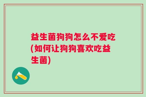 益生菌狗狗怎么不爱吃(如何让狗狗喜欢吃益生菌)