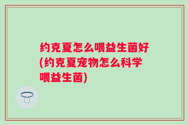 约克夏怎么喂益生菌好(约克夏宠物怎么科学喂益生菌)