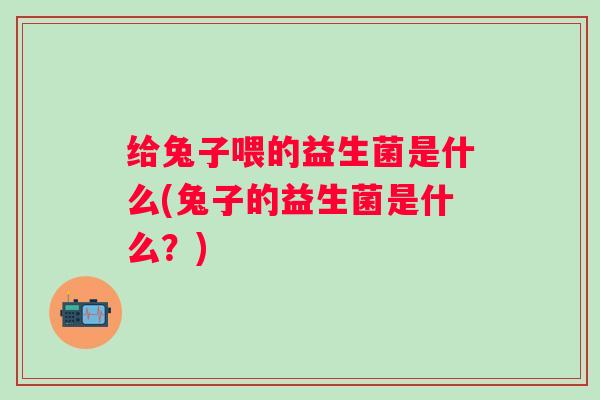 给兔子喂的益生菌是什么(兔子的益生菌是什么？)