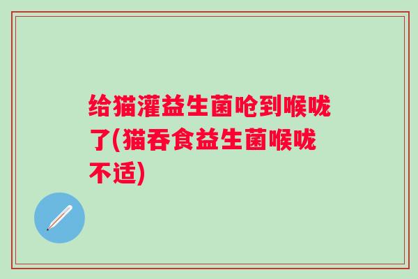 给猫灌益生菌呛到喉咙了(猫吞食益生菌喉咙不适)