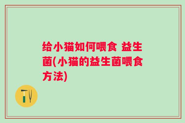 给小猫如何喂食 益生菌(小猫的益生菌喂食方法) 给小猫如何喂食 益生菌(小猫的益生菌喂食方法)