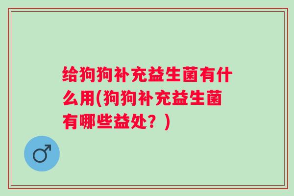给狗狗补充益生菌有什么用(狗狗补充益生菌有哪些益处？)