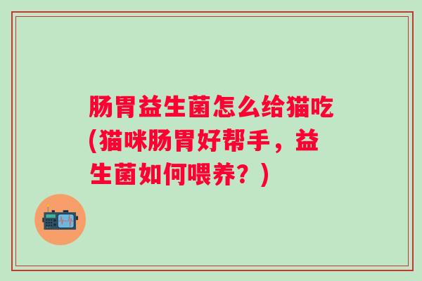 肠胃益生菌怎么给猫吃(猫咪肠胃好帮手，益生菌如何喂养？)