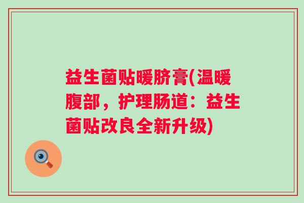 益生菌贴暖脐膏(温暖腹部，护理肠道：益生菌贴改良全新升级)