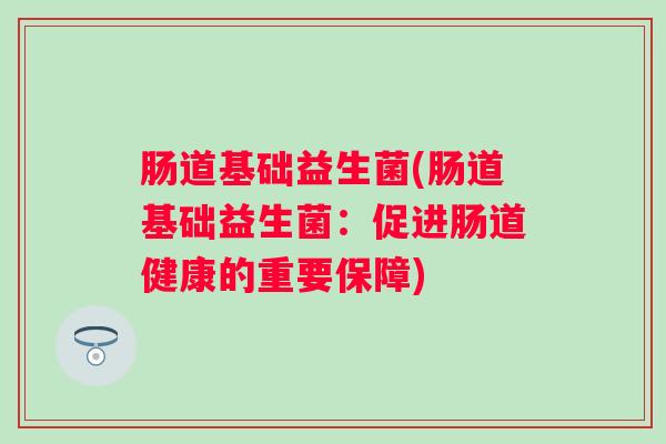 肠道基础益生菌(肠道基础益生菌：促进肠道健康的重要保障)